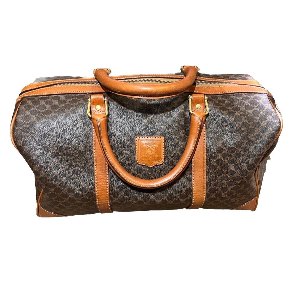 Vintage Celine Macadam Boston Bag Travel Weekender No Fob Authentic